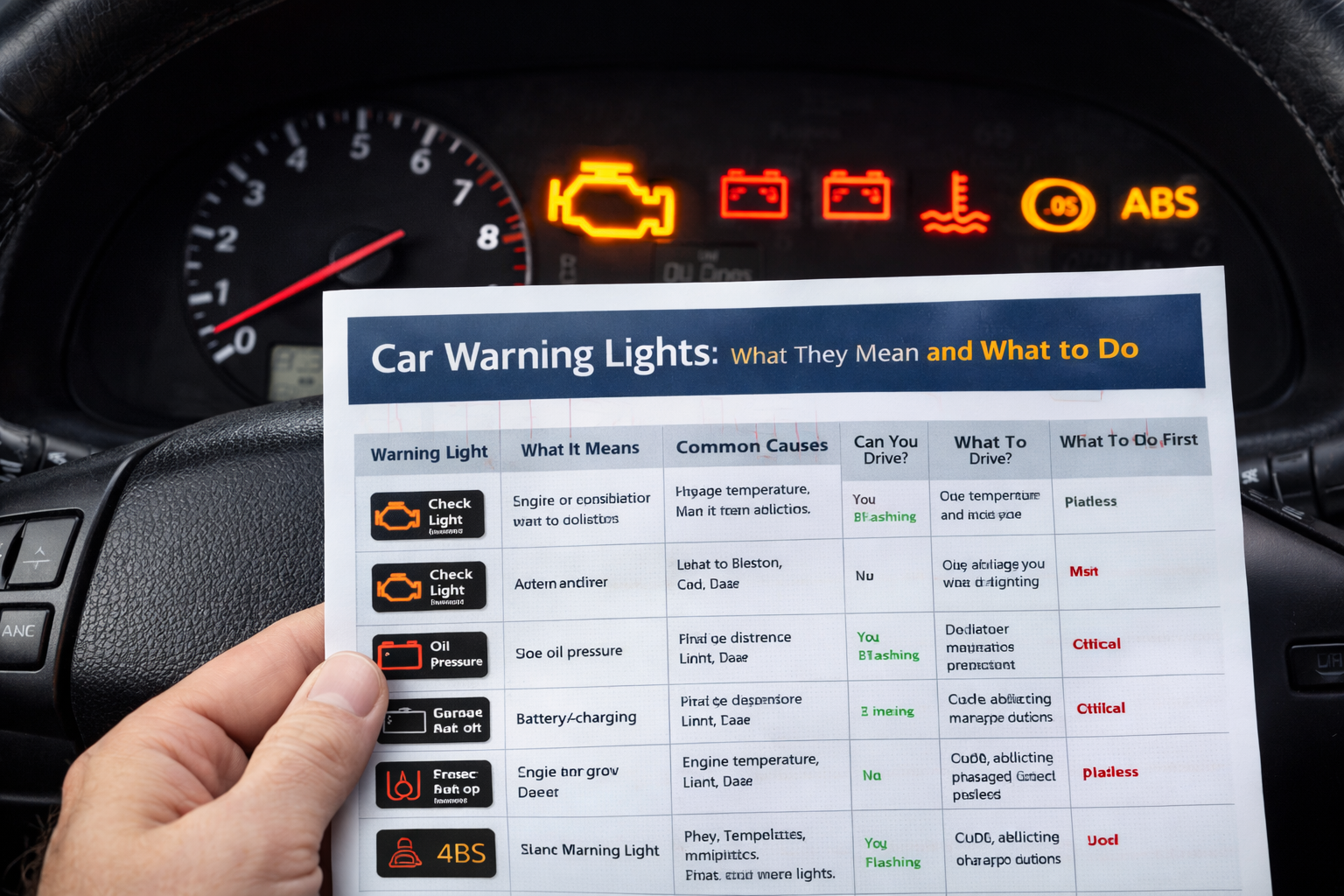 car warning light guide